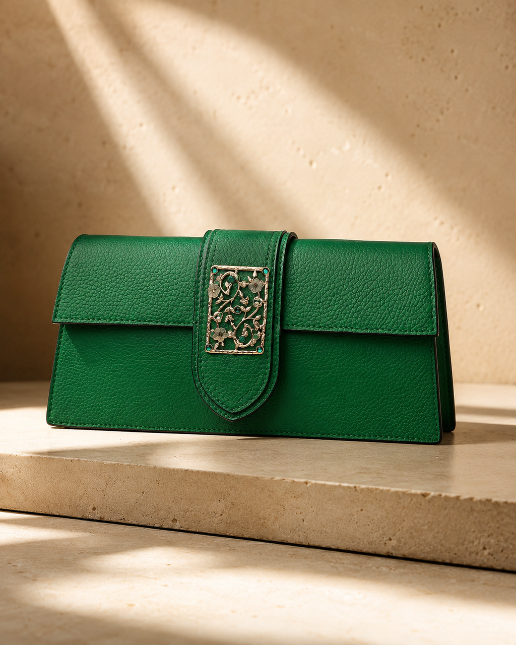 Pompei Bag – Pelle Saffiano, Cammeo e Granati